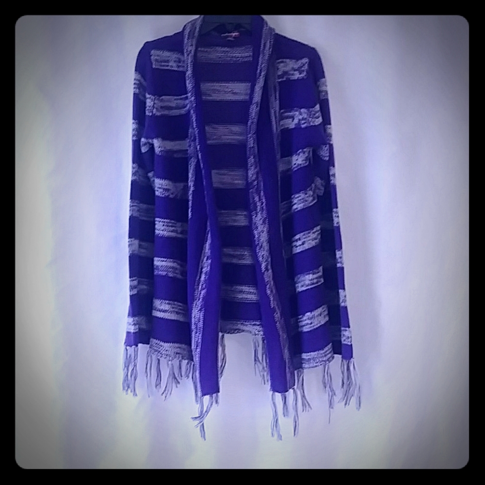 Striped purple and gray cardigan